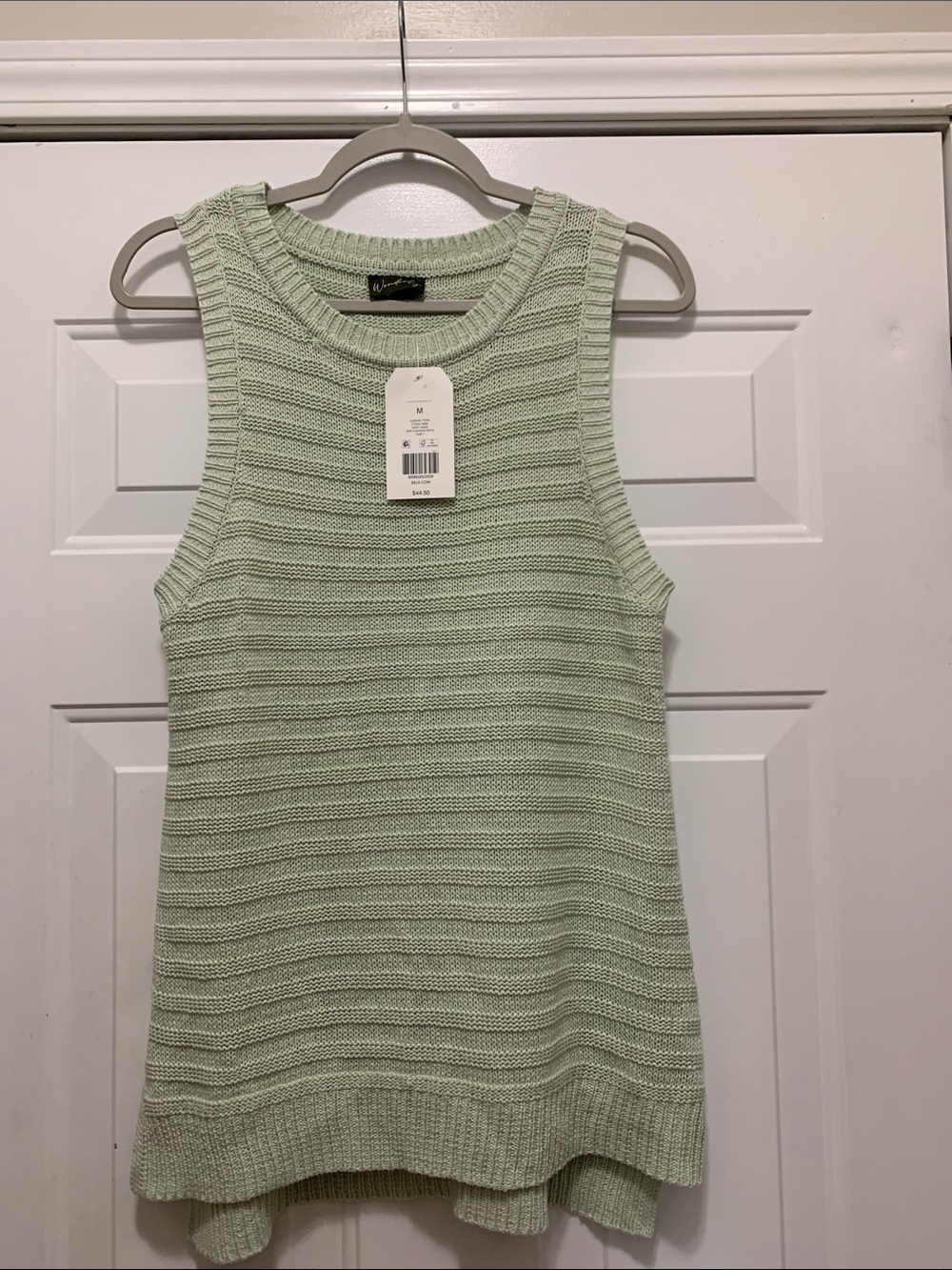 3/$15 NWT Wonderly Sage Green Ribbed Knit Sweater Tank Size Medium